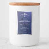 Navy Blue Product Label with Silver Frame Monogram Lebensmitteletikett (Vorderseite)
