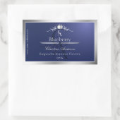 Navy Blue Product Label with Silver Frame Monogram Rechteckiger Aufkleber (Tasche)