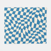 Navy Blue Psychedelic Checkered Groovy Grid Patter Fleecedecke (Vorderseite (Horizontal))