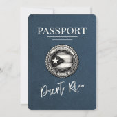 Navy Blue Puerto Rico Passport Hochzeit Einladung (Rückseite)