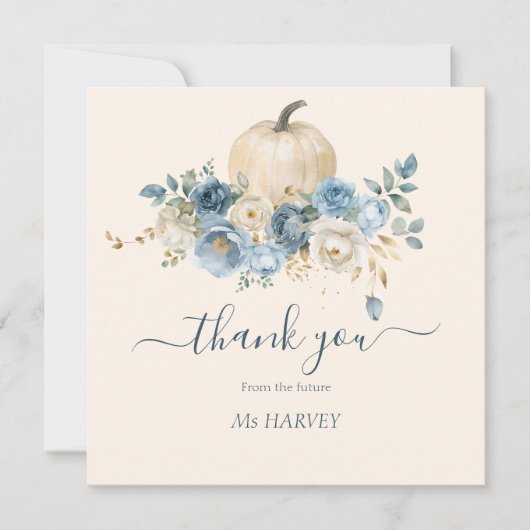 Navy Blue Pumpkin Fall in Liebe Brautparty Dankeskarte (Vorderseite)