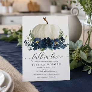 Navy Blue Pumpkin Fall in Liebe Brautparty Einladung