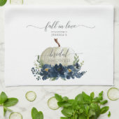 Navy Blue Pumpkin Fall Liebe Brautparty Gefallen Geschirrtuch (Gefaltet)