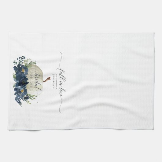 Navy Blue Pumpkin Fall Liebe Brautparty Gefallen Geschirrtuch (Horizontal)