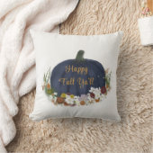 Navy Blue Pumpkin glücklicher Fall Kissen (Decke)