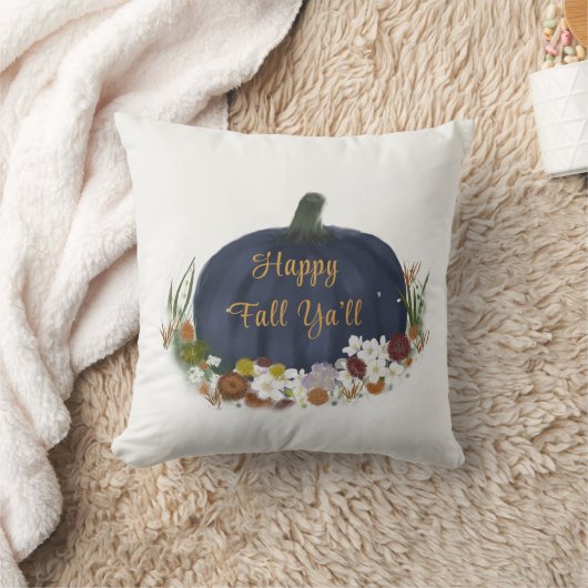 Navy Blue Pumpkin glücklicher Fall Kissen (Decke)