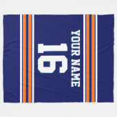 Navy Blue Pumpkin Orange White Sports Jersey Fleecedecke (Vorderseite (Horizontal))