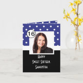Navy Blue Punkt 16 . Geburtstag Karte (Gelbe Blume)