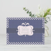 Navy Blue Punkt Baby Shower Einladungen (Stehend Vorderseite)