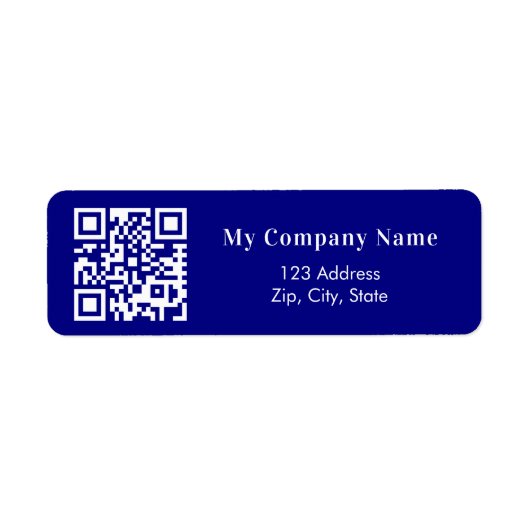 Navy Blue QR Code Business Rücksendeadresse (Vorne)