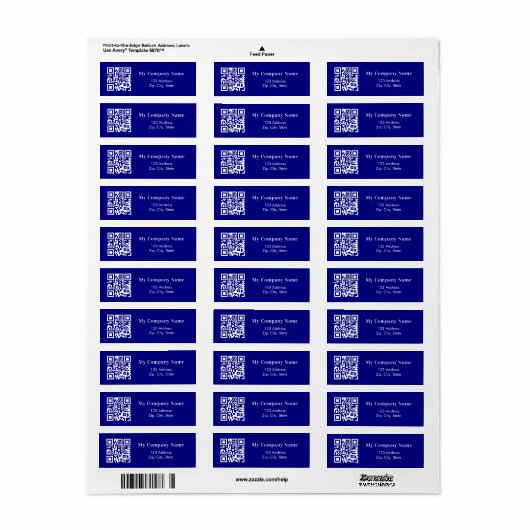 Navy Blue QR Code Business Rücksendeadresse (Vorne)