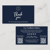 Navy Blue QR Code Feedback Request Insert Card Visitenkarte (Vorne/Hinten)