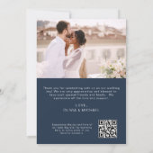 Navy Blue QR Code Hochzeit Dankeschön Foto Dankeskarte (Rückseite)