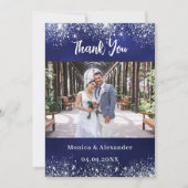 Navy Blue QR Code Hochzeit Dankeschön Karte (Vorderseite)