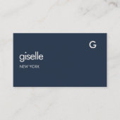 Navy Blue QR Code Imitats Gold Foil Monogram Visitenkarte (Vorderseite)