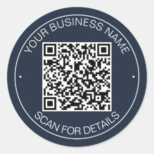 Navy Blue QR Code Intelligente Kontaktaufnahme Runder Aufkleber