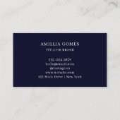 Navy Blue QR Code | Modern Custom Contact Design Visitenkarte (Rückseite)