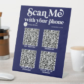 Navy Blue QR Code Networking Modernes Geschäftszei Sockelschild (In Situ)