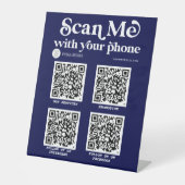 Navy Blue QR Code Networking Modernes Geschäftszei Sockelschild (Vorderseite)