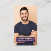 Navy Blue QR Code Photo Connect Modern Visitenkarte (Vorderseite)