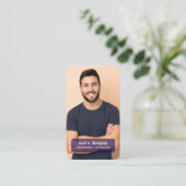 Navy Blue QR Code Photo Connect Modern Visitenkarte (Stehend Vorderseite)