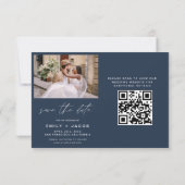 Navy Blue QR Code Save the Date 4 Foto0 (Rückseite)