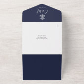 Navy Blue QR Code Script Anchor Nautical Wedding All In One Einladung (Außenbereich)
