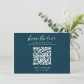 Navy Blue QR Code Share Liebe Enclosure Card Begleitkarte (Stehend Vorderseite)