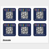 Navy Blue QR Code Stickers Business Logo Square (Blatt)