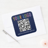 Navy Blue QR Code Stickers Business Logo Square (Umschlag)