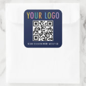 Navy Blue QR Code Stickers Business Logo Square (Tasche)