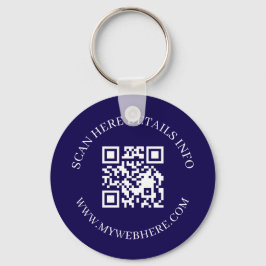 Navy Blue QR Code Text Corporate Swag Keychains Schlüsselanhänger