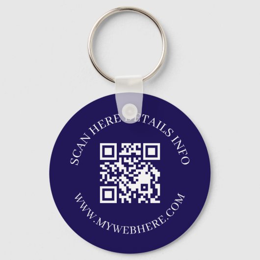 Navy Blue QR Code Text Corporate Swag Keychains Schlüsselanhänger (Vorderseite)