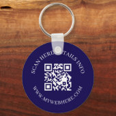 Navy Blue QR Code Text Corporate Swag Keychains Schlüsselanhänger (Rückseite)