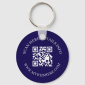 Navy Blue QR Code Text Corporate Swag Keychains Schlüsselanhänger (Rückseite)