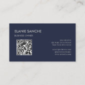 Navy Blue QR Code Trendy Elegant Moderne Visitenkarte (Rückseite)