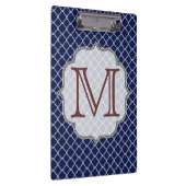 Navy Blue Quarterfoil Latti Monogram Clip Board Klemmbrett (Rechts)