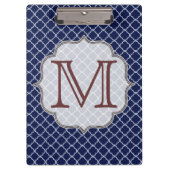 Navy Blue Quarterfoil Latti Monogram Clip Board Klemmbrett (Vorderseite)