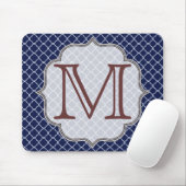 Navy Blue Quarterfoil Latti Monogram Mouse Pad Mousepad (Mit Mouse)