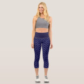 Navy Blue Quatrefoil Capri Leggings (Vorderseite)