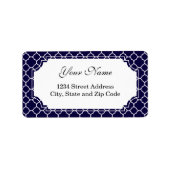 Navy Blue Quatrefoil Pattern Adressaufkleber (Vorne)