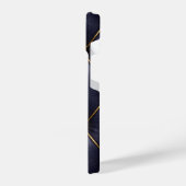 Navy Blue Quilted Leather & Gold Studs Phone Case iPhone Hülle (Linke Seite)