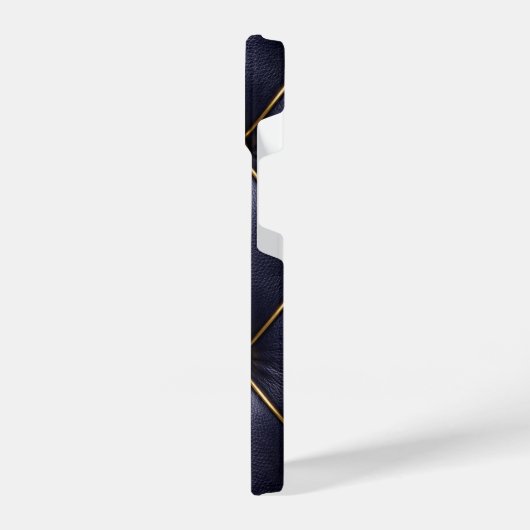 Navy Blue Quilted Leather & Gold Studs Phone Case iPhone Hülle (Linke Seite)