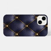 Navy Blue Quilted Leather & Gold Studs Phone Case iPhone Hülle (Rückseite (Horizontal))