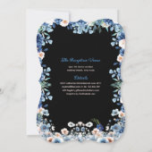 Navy Blue Quinceanera Dress Floral Rose Einladung (Rückseite)