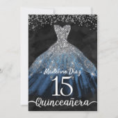 Navy Blue Quinceanera Einladung Cumpleanos (Vorderseite)