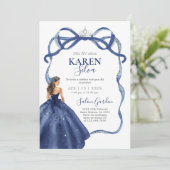 Navy Blue Quinceanera Invitation Einladung (Stehend Vorderseite)