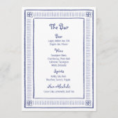 Navy Blue Quirky spielend Hand Drawn Wedding Bar Menükarte (Vorderseite)