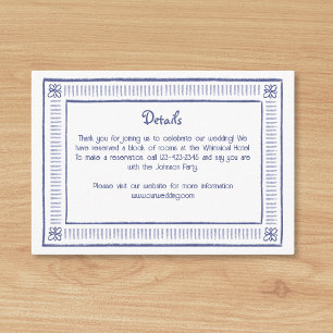 Navy Blue Quirky spielend Hand Drawn Wedding Detai Begleitkarte
