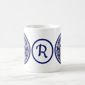 Navy Blue Rabbit Baby Bunny Floral Monogram Kaffeetasse (Mittel)